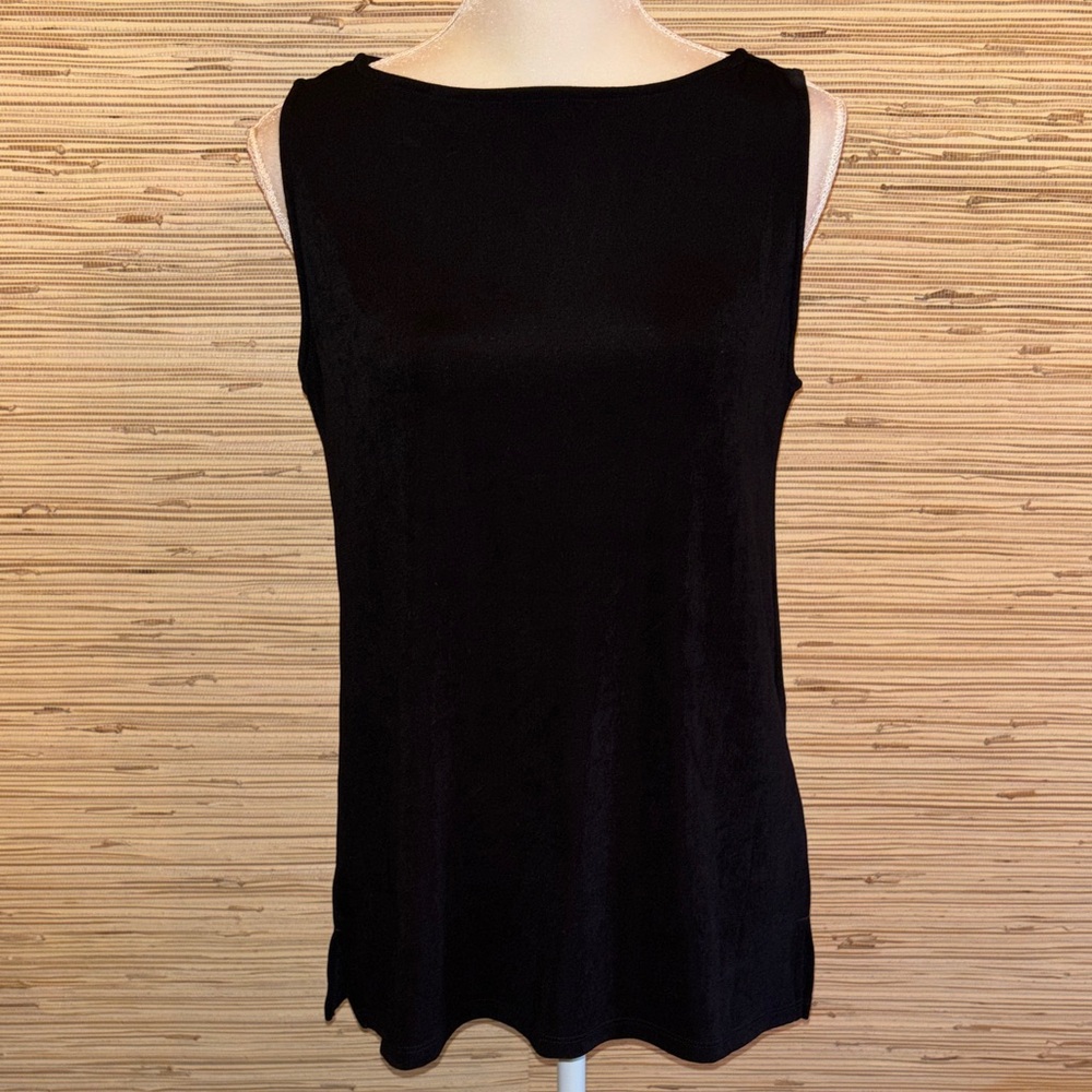 Chico's Classic Black Side Slit Tank Top Travelers size 1 ( size 8) nwt boatneck